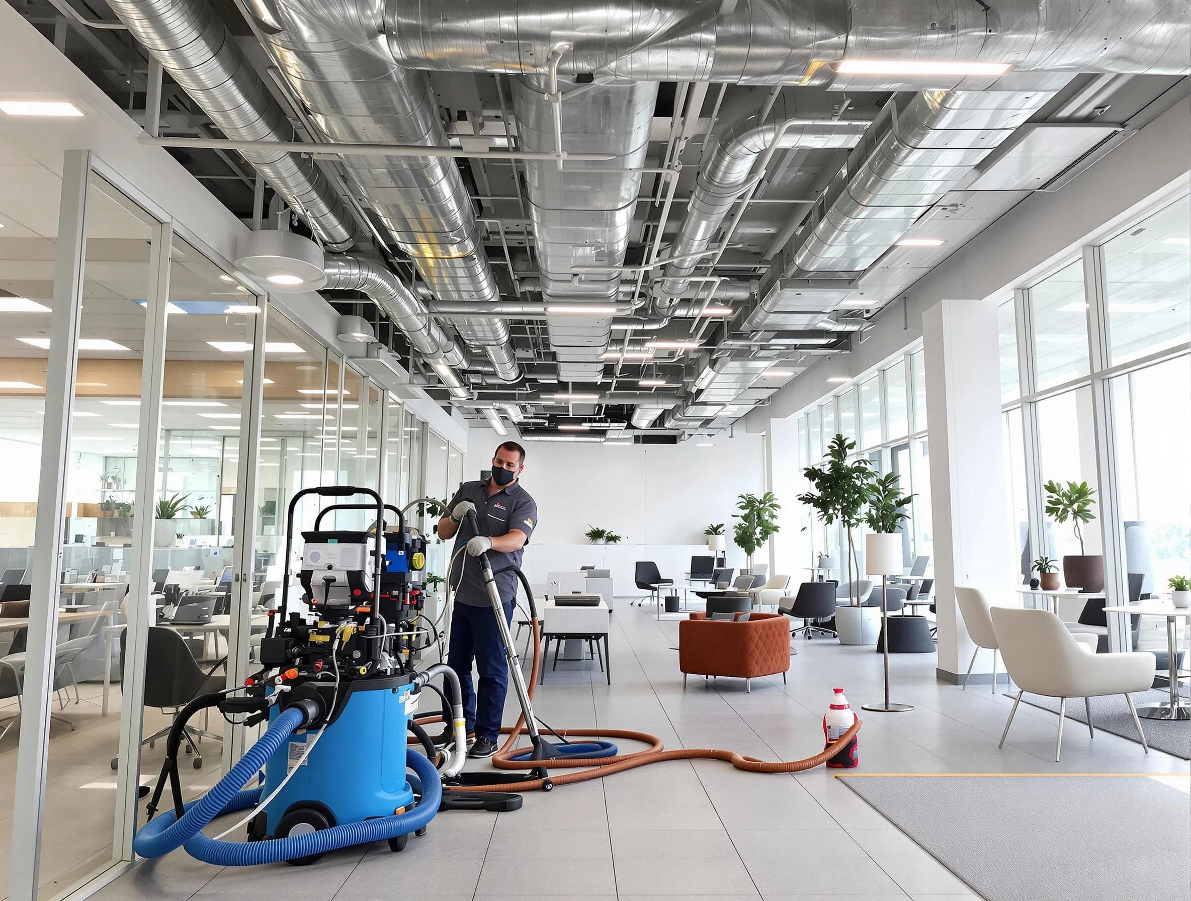 South Jordan Air Duct Cleaning team conducting comprehensive commercial duct cleaning at a business location in South Jordan