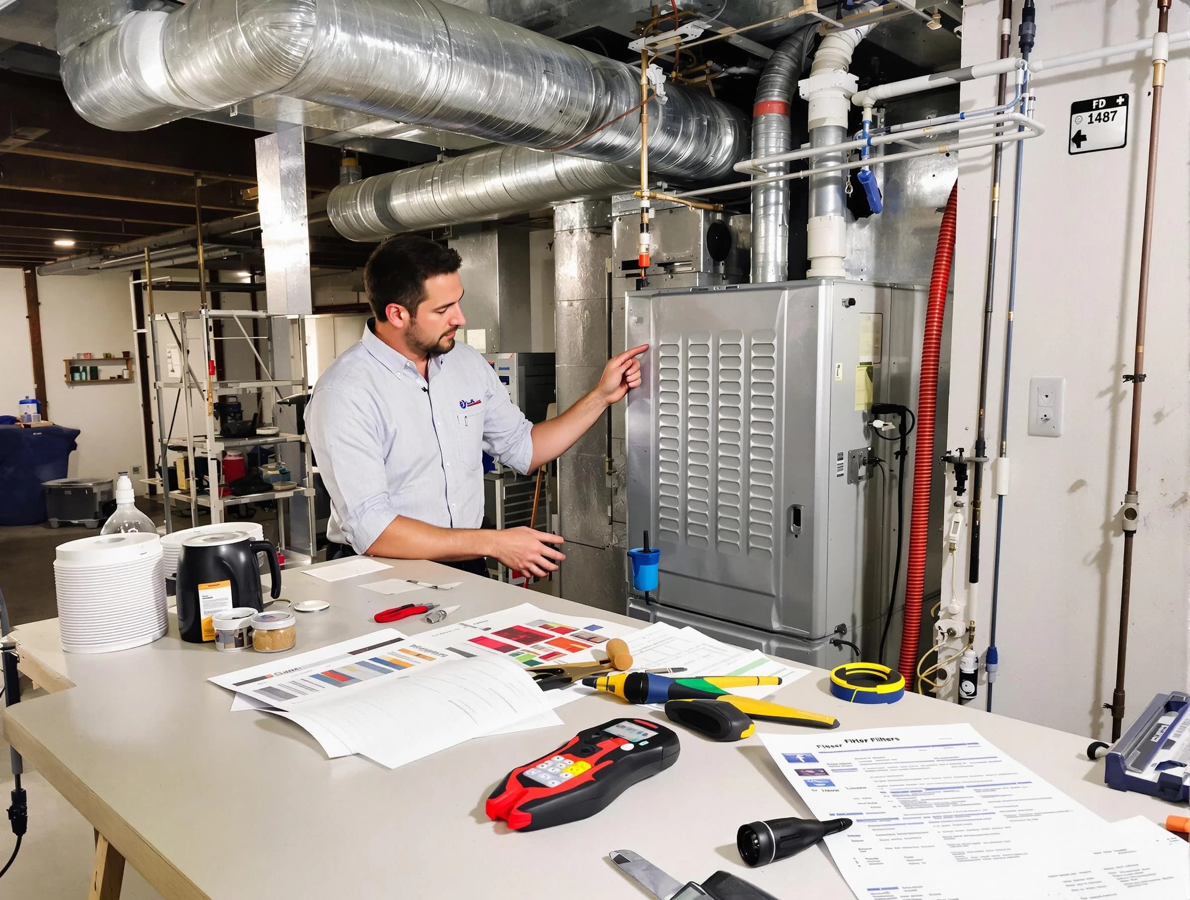 South Jordan Air Duct Cleaning inspector conducting detailed filter system evaluation using professional diagnostic tools in South Jordan