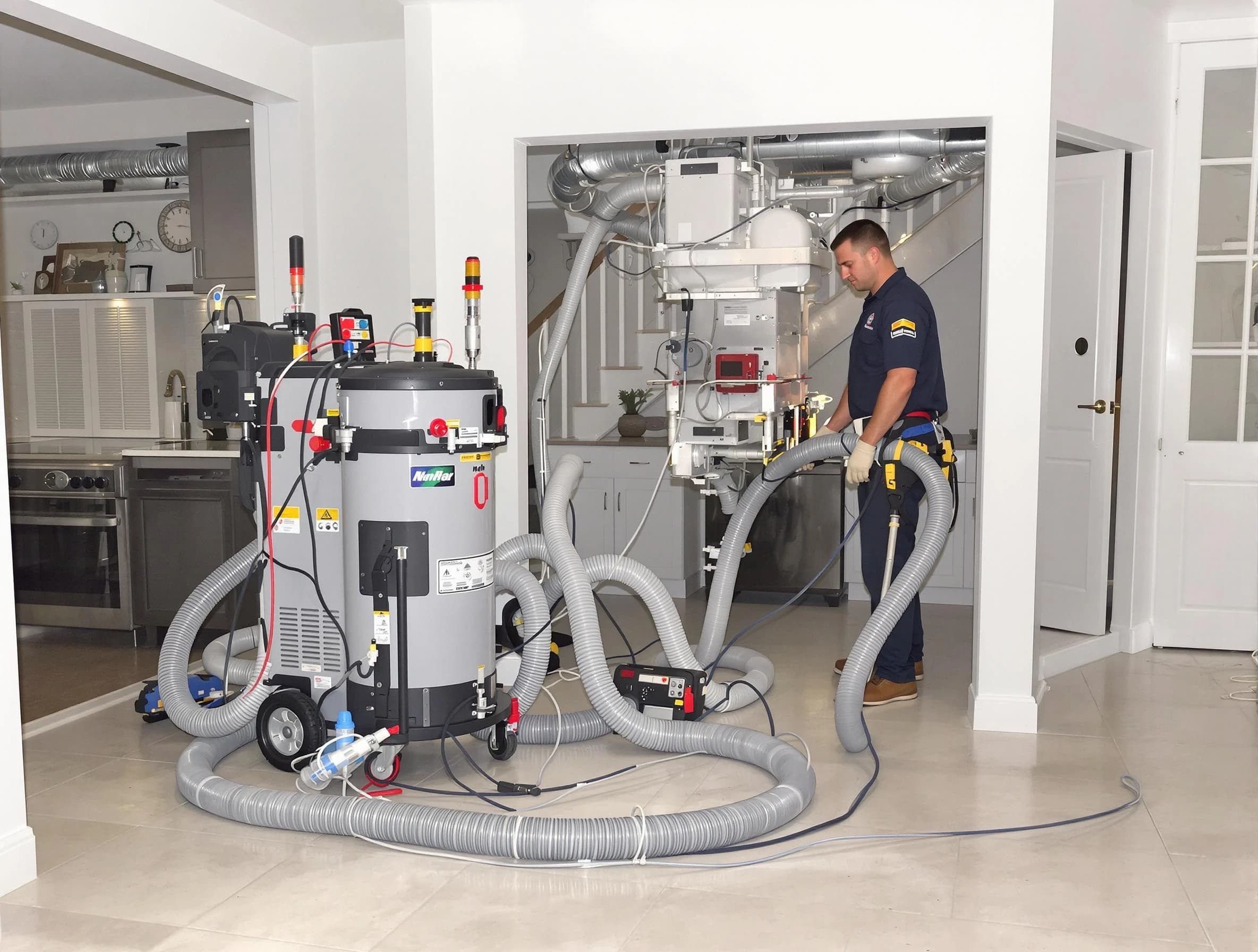 South Jordan Air Duct Cleaning technician operating negative pressure cleaning equipment for thorough duct maintenance in South Jordan