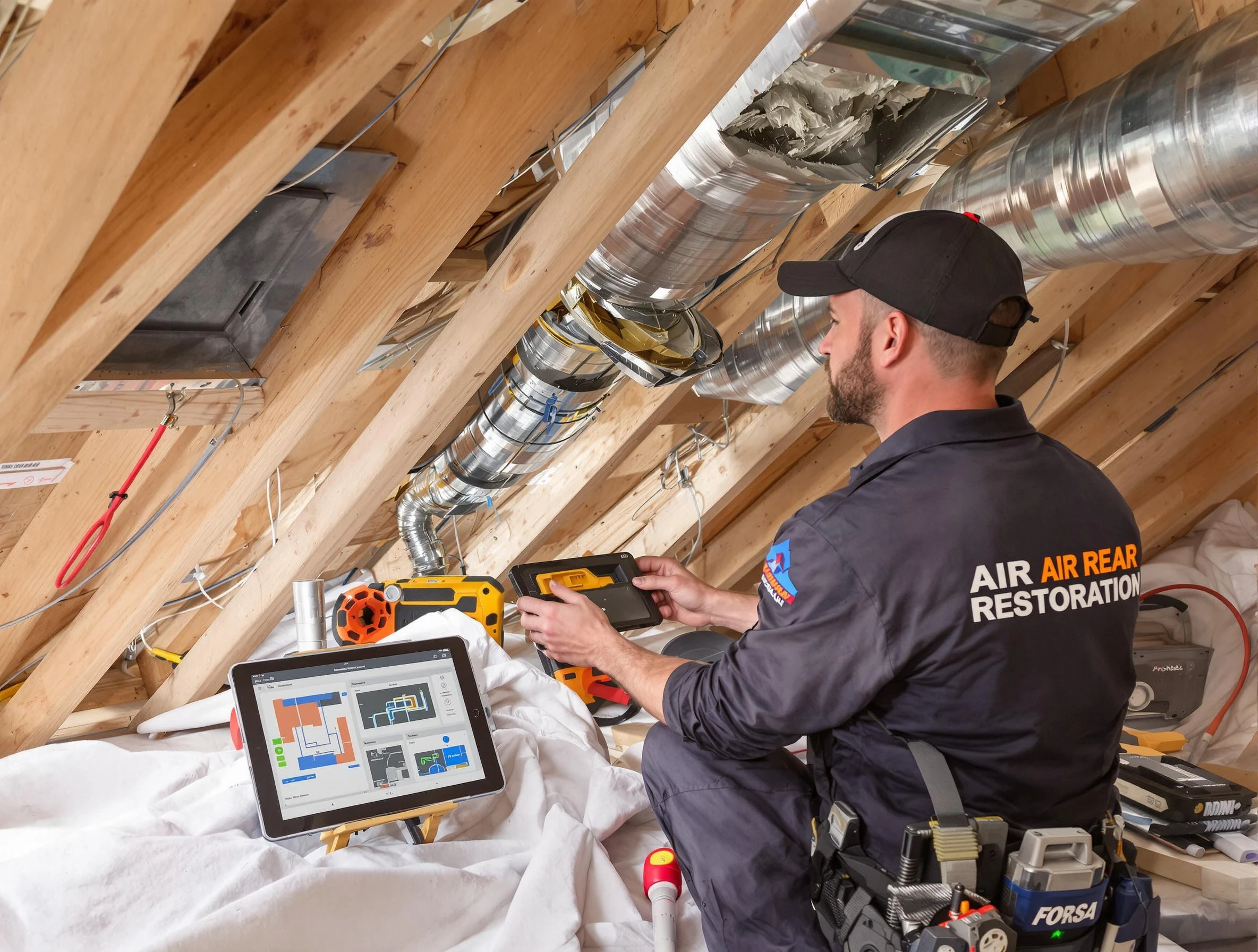 South Jordan Air Duct Cleaning technician performing precise duct repair work in South Jordan