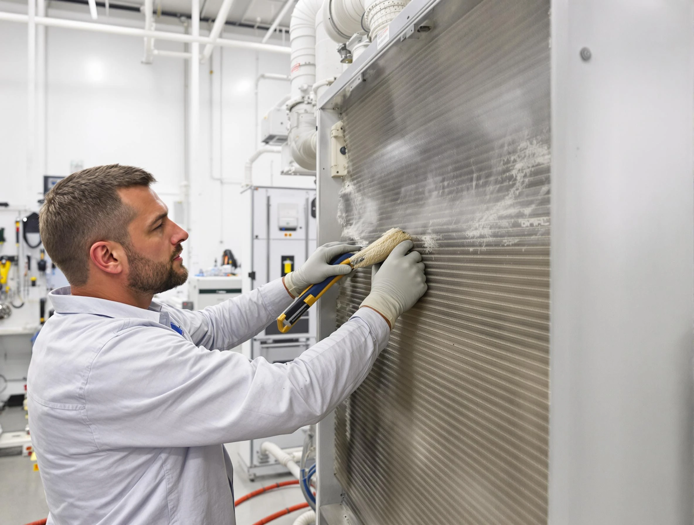 South Jordan Air Duct Cleaning technician performing precision commercial coil cleaning at a South Jordan business