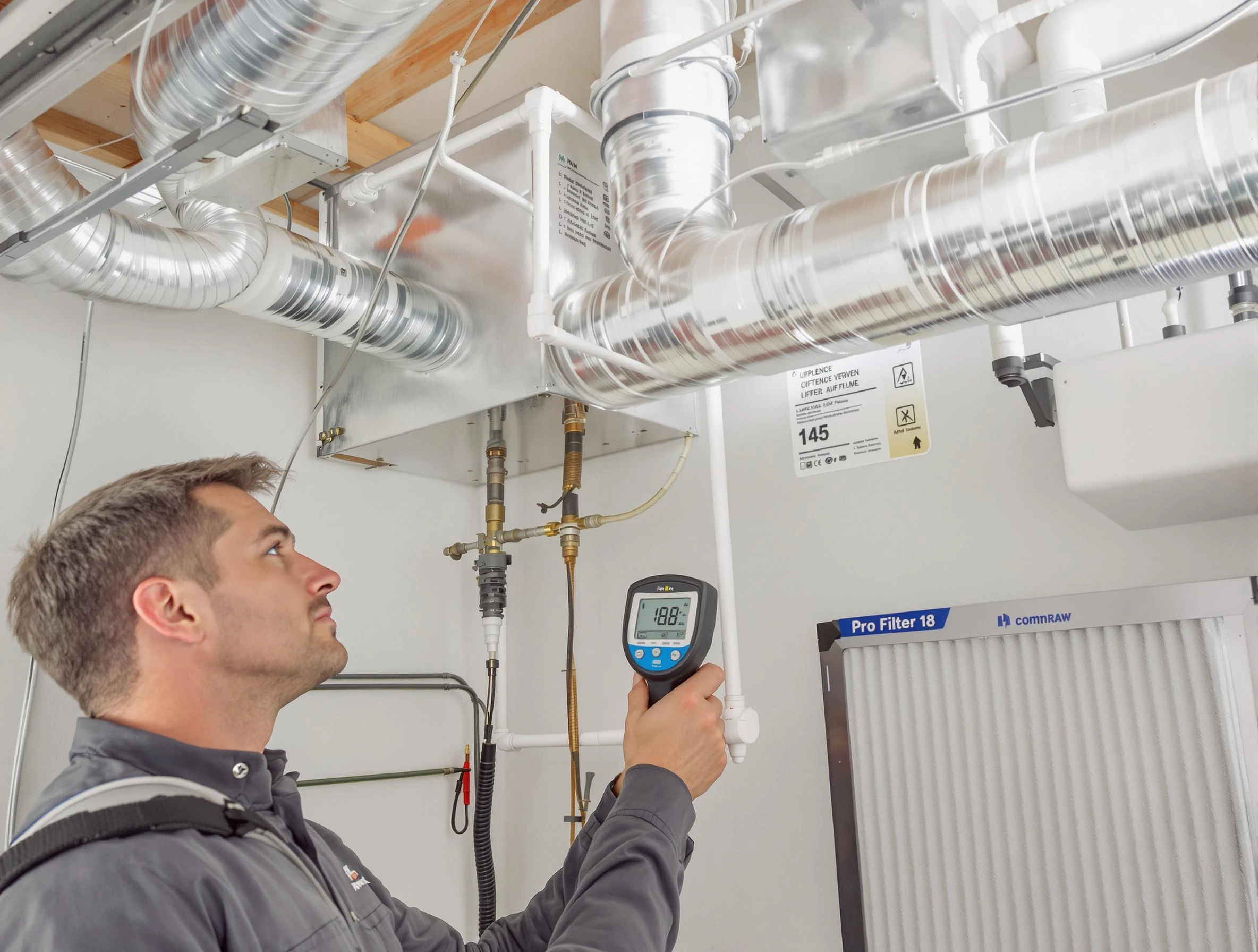 South Jordan Air Duct Cleaning expert conducting detailed filter system inspection using diagnostic tools in South Jordan