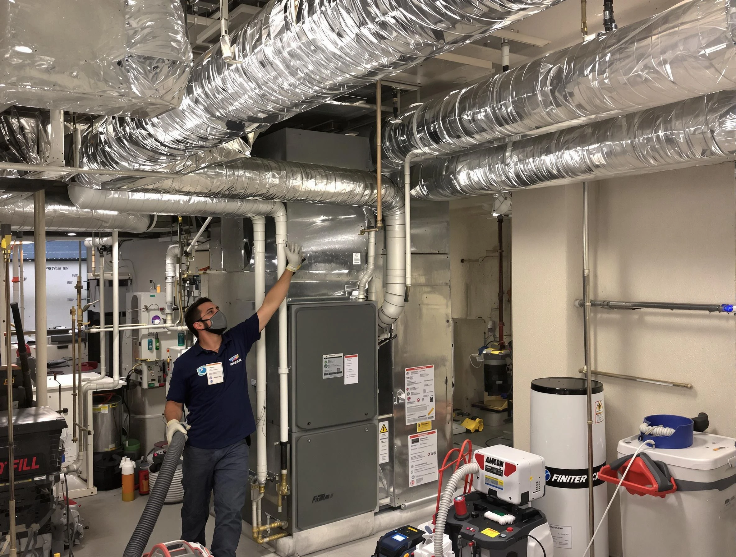 South Jordan Air Duct Cleaning specialist performing thorough furnace duct cleaning in a South Jordan residence