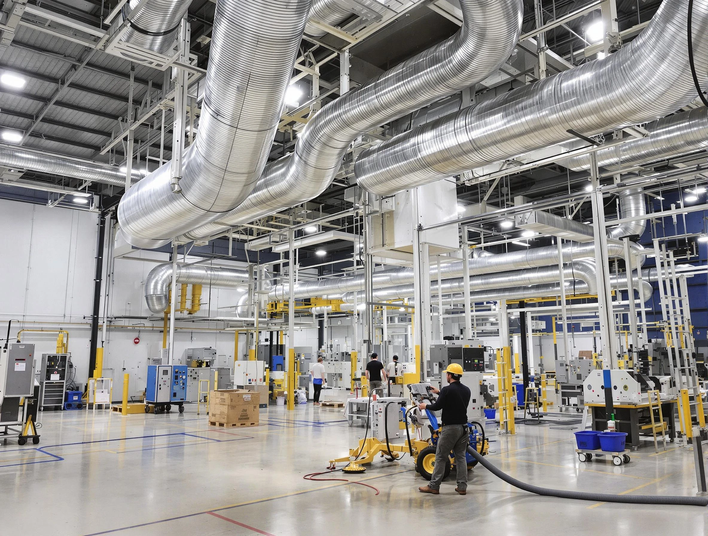 South Jordan Air Duct Cleaning team performing comprehensive industrial duct cleaning at a large facility in South Jordan